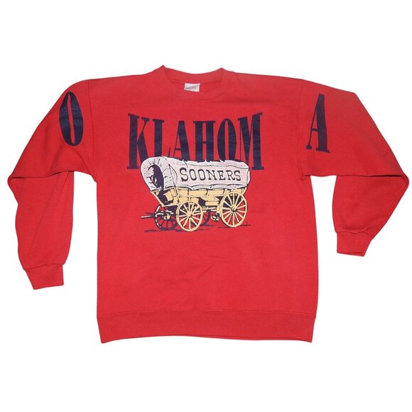 NCAA Other - Vintage 90s Oklahoma University OU Wagon Large Spellout Sweatshirt Adult Large